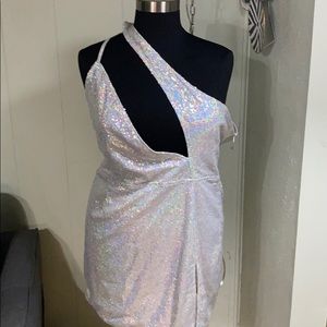 Silver sequined dress.